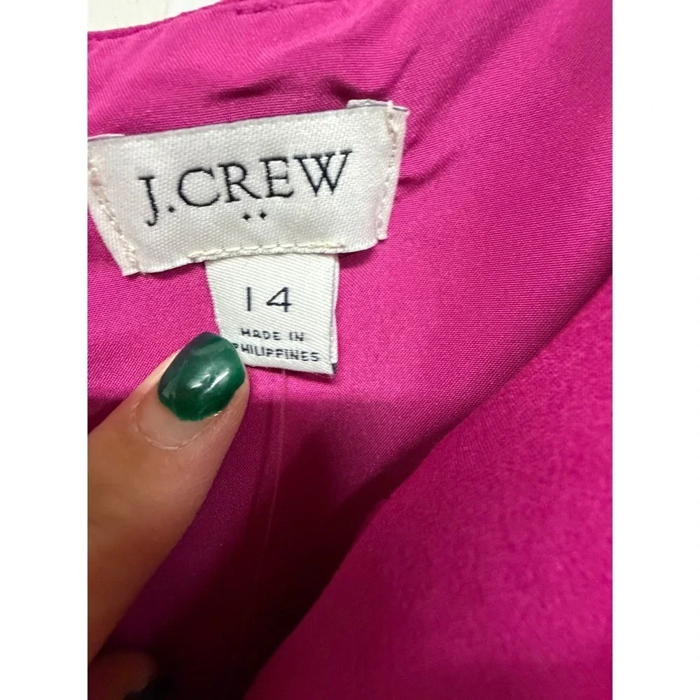 J. Crew Fuchsia Pink Slit Neck Sleeveless Mini Dress NWT Size 14 Business Casual